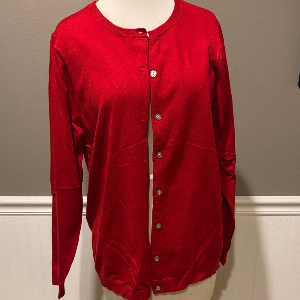 Lands' End Women's Red Button Down Shirt
